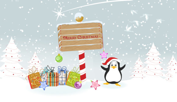 Presents, Holiday, Vector, Penguin Vector Vector Penguin With Presents 1