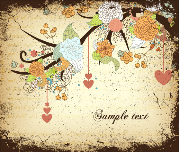 Special Illustration Vector Graphic: Grunge Floral Background Vector Graphic Illustration 1