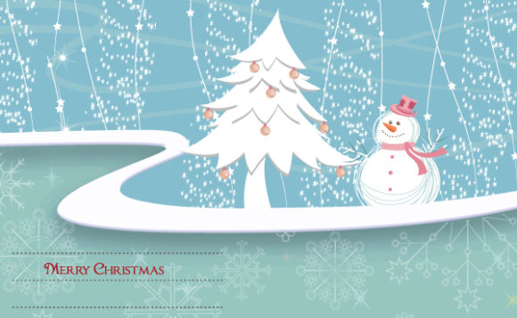 Buy With Vector Design: Winter Background With Snowman Vector Design Illustration 1