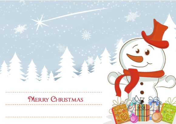 Vector Vector Image: Snowman With Presents Vector Image Illustration 1