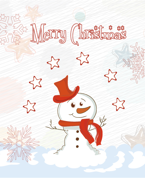 Christmas, With, Creative, Snowman Vector Vector Christmas Card With Snowman 1