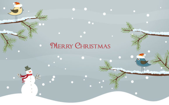Download Christmas Vector: Vector Christmas Card With Snowman 1