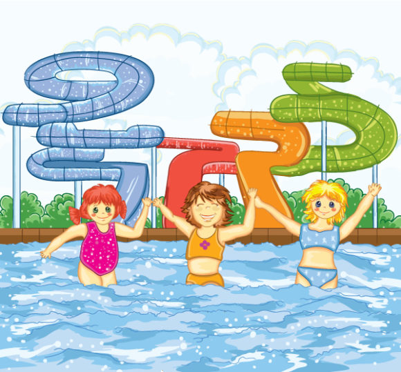 Astounding Playing Vector Art: Kids Playing In The Swimming Pool Vector Art Illustration 1