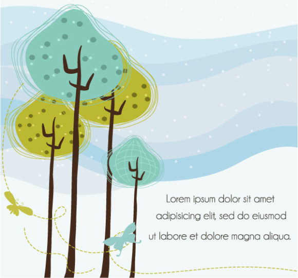 Trees Eps Vector Vector Butterflies With Trees 1
