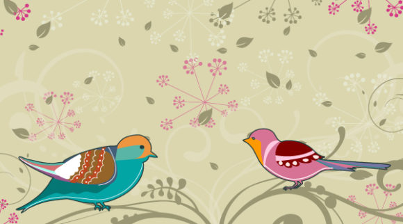 Floral Vector Art Birds With Floral Vector Illustration 1