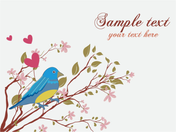 Astounding With Vector Background: Bird With Floral Vector Background Illustration 1