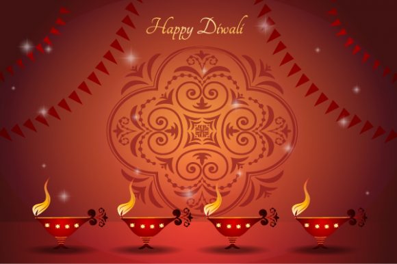 Awesome Greeting Vector Illustration: Vector Illustration Diwali Greeting Card 1