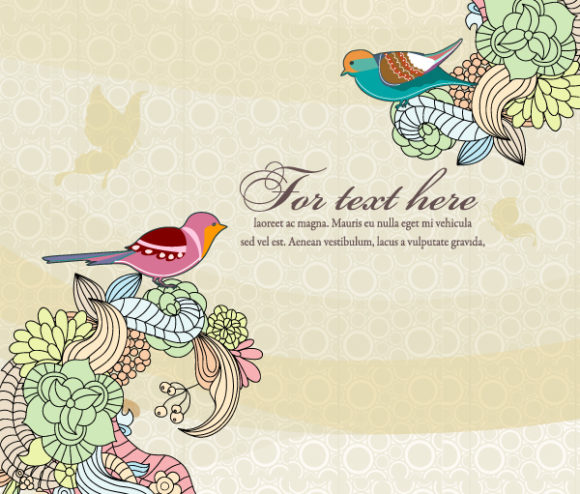 Trendy Birds Vector: Birds With Floral Vector Illustration 1