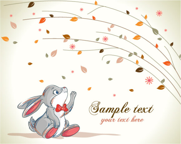 Astounding Floral Vector Image: Vector Image Bunny With Floral Background 1