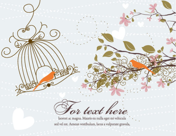 Striking Leaf Vector Artwork: Love Bird With Floral Vector Artwork Illustration 1