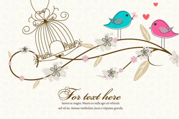 Birds Vector Graphic: Love Birds Vector Graphic Illustration 1