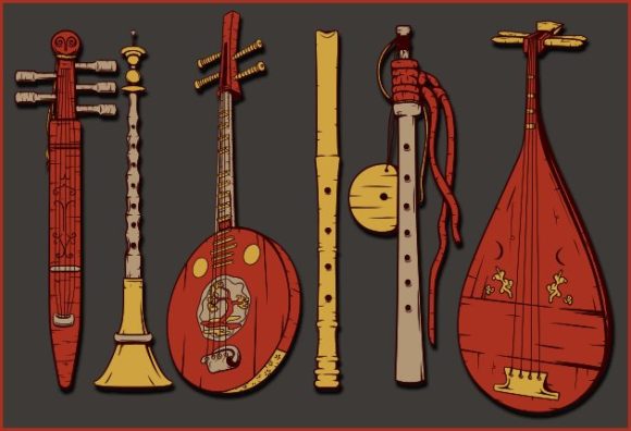 Japanese Musical Instruments Vector Pack 1