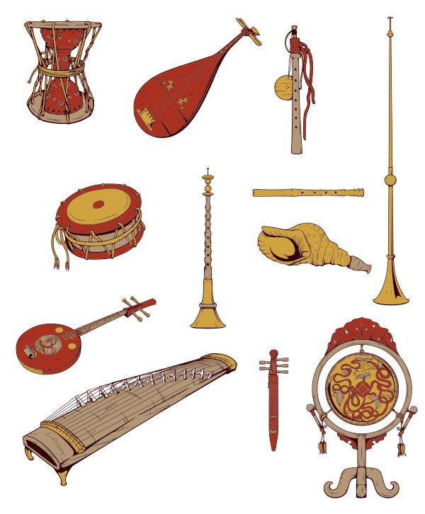 Japanese Musical Instruments Vector Pack 2