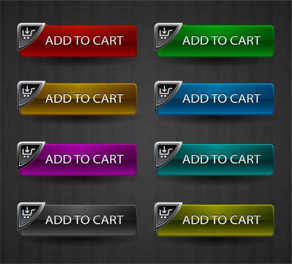 Glossy, Cart, Color, Vector, Illustration, Buttons, Add Vector Design Glossy Add To Cart Buttons Set Vector Illustration 1