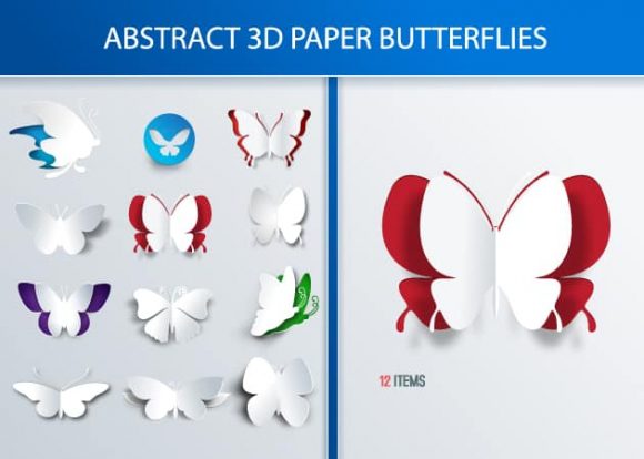 3D Butterflies Vector 1