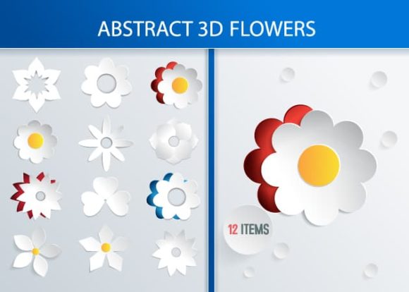 3D Flowers Vector 1