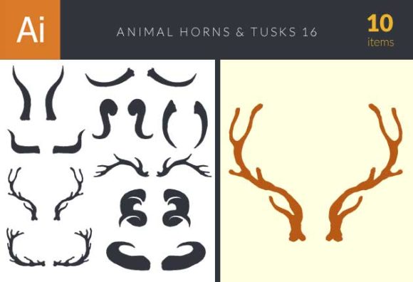 Animal Horns & Tusks Vector Set 16 1
