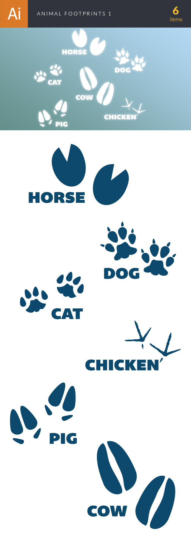Animals Footprints Vector Set 1 2