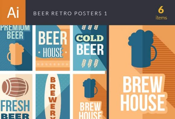 Beer Retro Posters Vector Set 1 1
