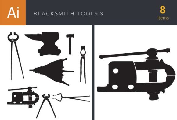 Blacksmith Tools Vintage Vector Set 3 1