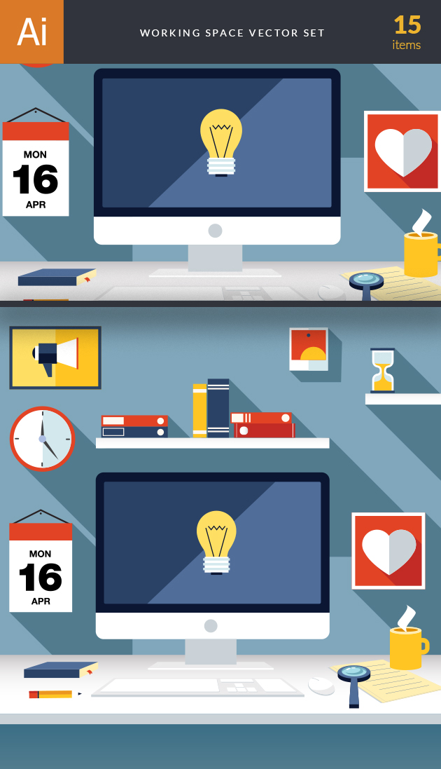 Business Work Space Vector Set 3 2