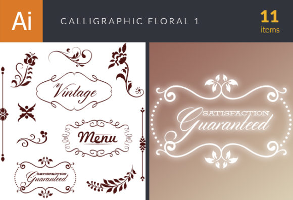 Calligraphic Floral Vector Set 1 1