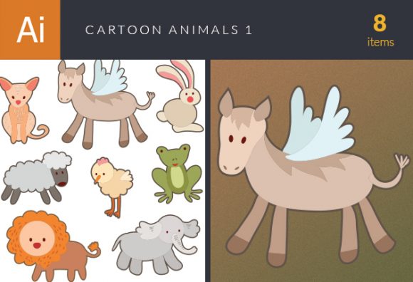 Cartoon Animals Vector Set 1 1