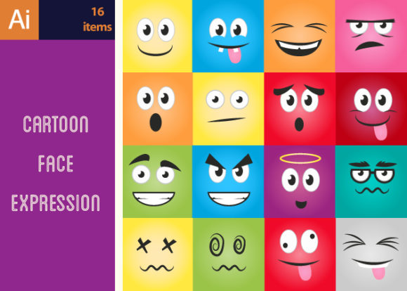 Cartoon Face Expressions Vector Set 1 1