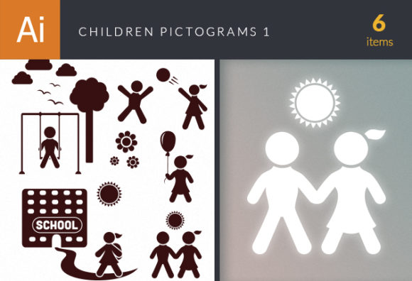 Children Pictogram Icons Vector Set 1 1