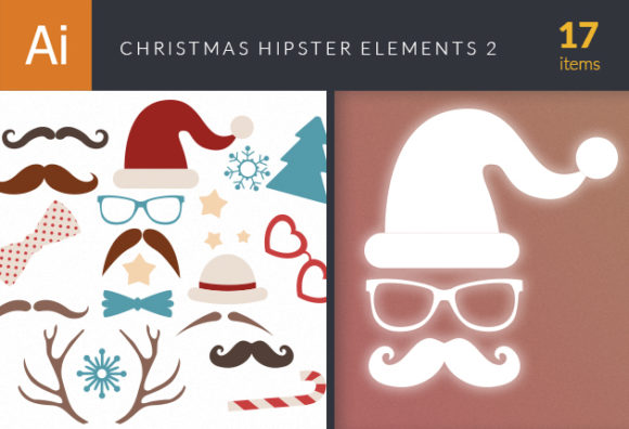 Christmas Hipster Elements Vector Set 2 1