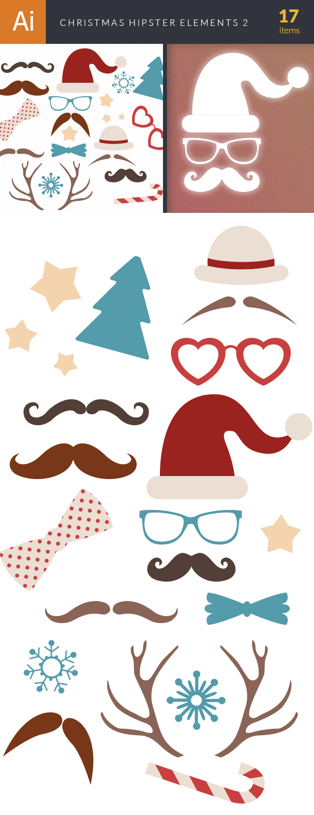 Christmas Hipster Elements Vector Set 2 2