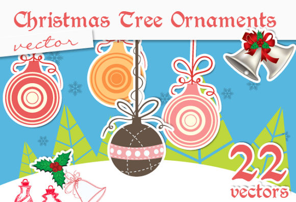 Christmas Tree Ornaments Vector 1