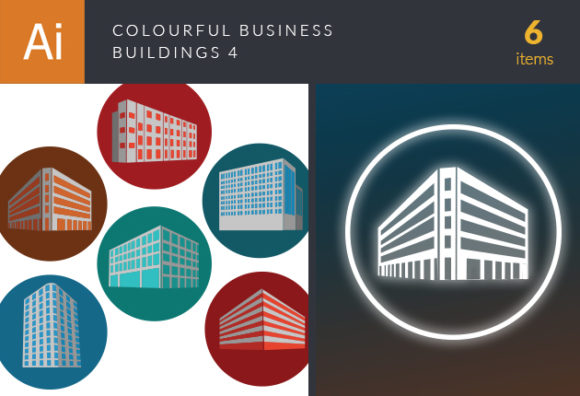 Colorful Business Buildings Vector Set 4 1