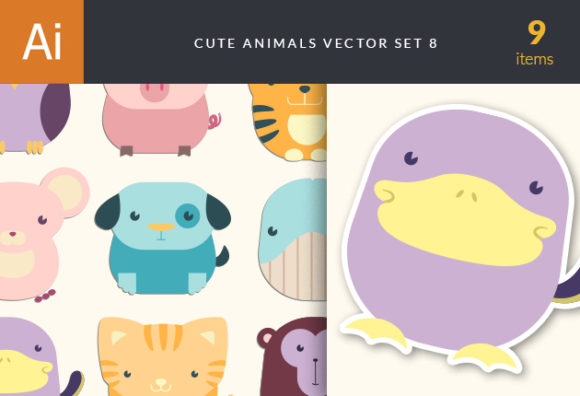 Cute Animals Vector Set 8 1