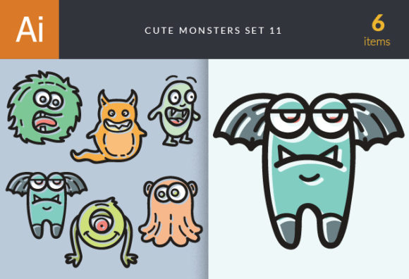 Cute Monsters Vector Set 11 1
