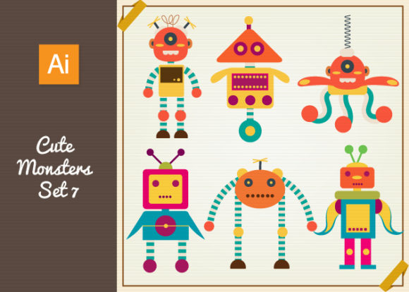 Cute Monsters Vector Set 7 1