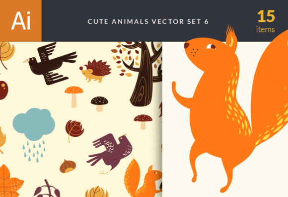 Cute Wild Animals Vector Set 6 1