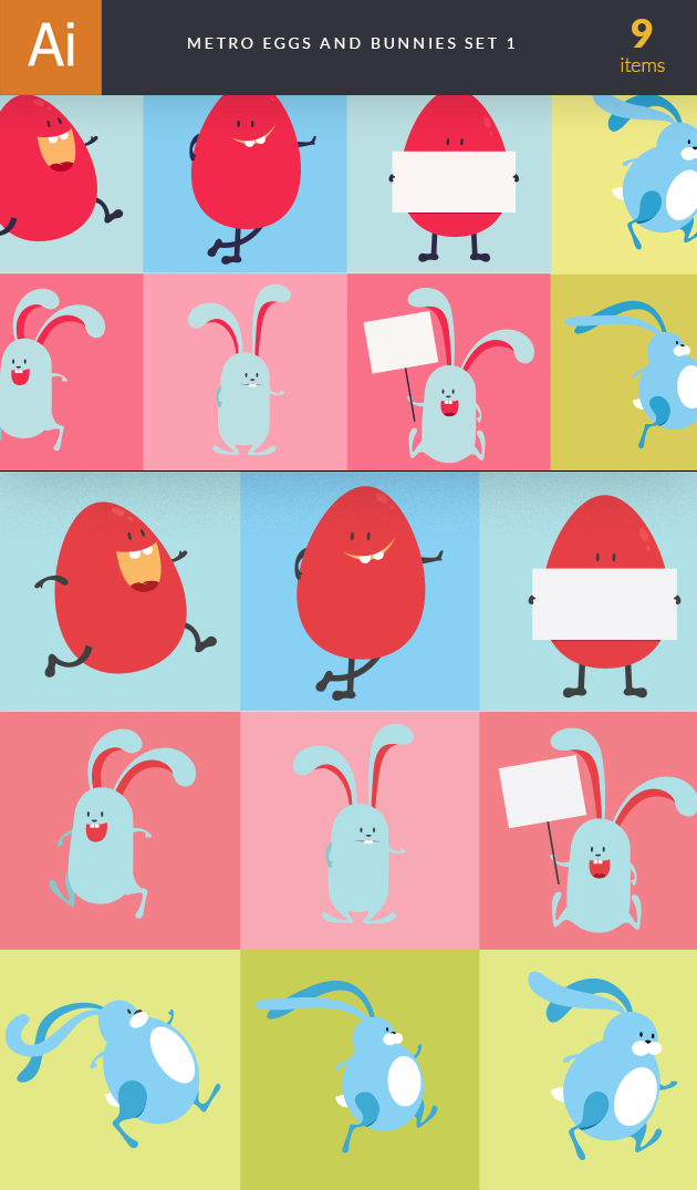 Easter Characters Vector  Set 1 2