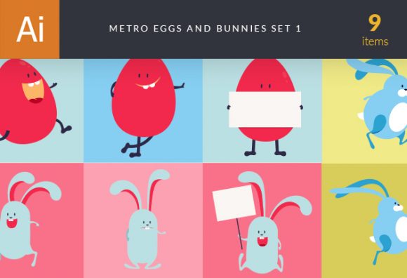 Easter Characters Vector  Set 1 1