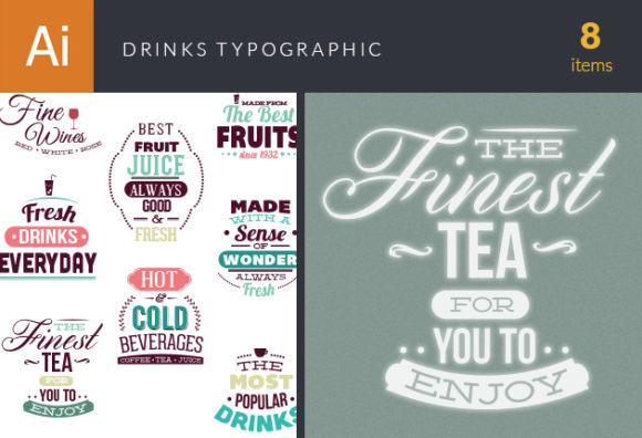 Drinks Typographic Elements 1