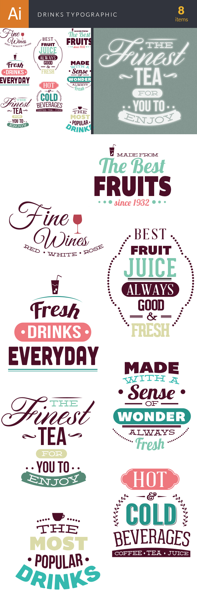 Drinks Typographic Elements 2