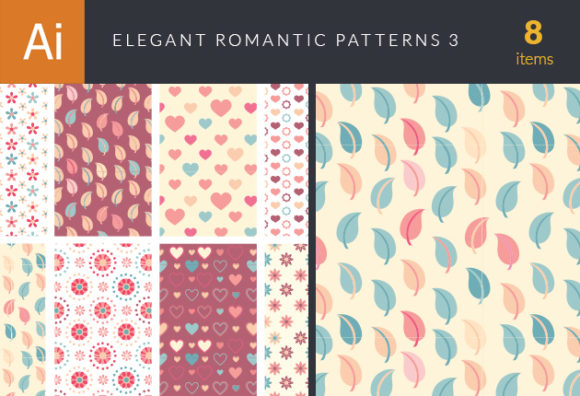 Elegant Romantic Vector Patterns Set 3 1