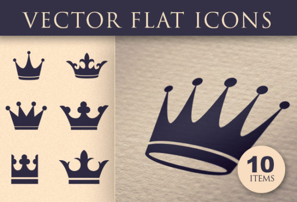 Flat Crown Icons Set 2 1
