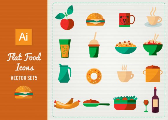 Flat Food Icons Set 5 1