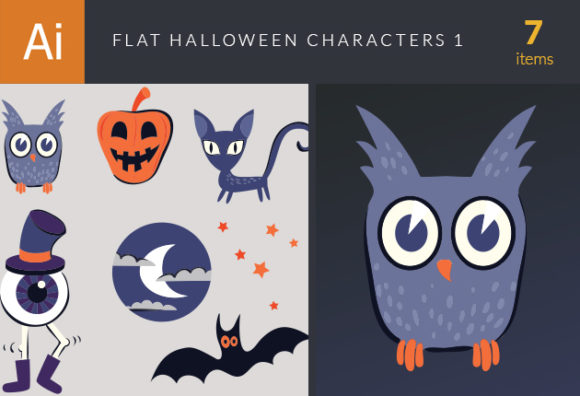 Flat Halloween Characters Set 1 1