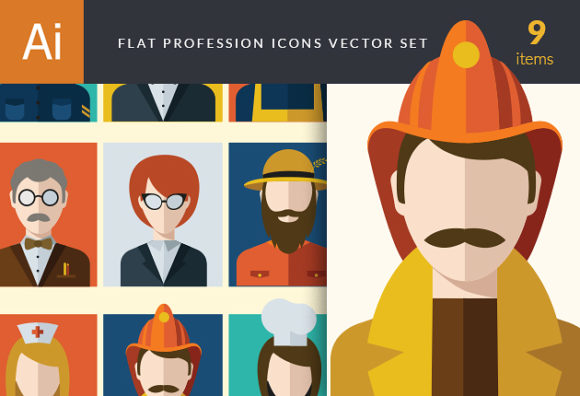 Flat Icons Professions Vector Set 1 1
