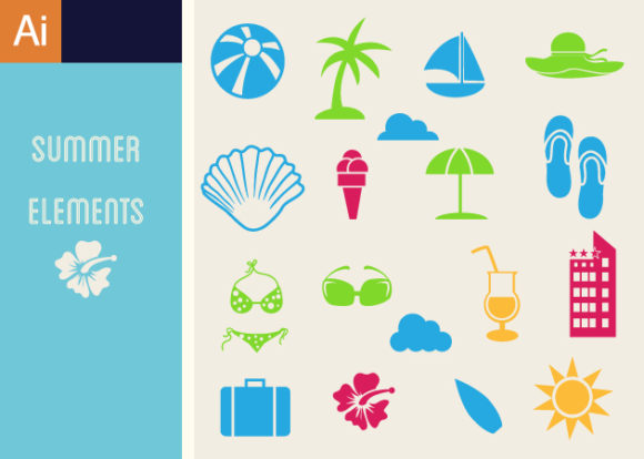 Summer Icons Vector Set 1 1