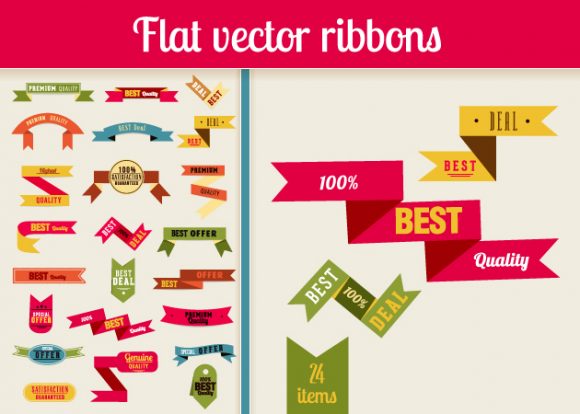 Flat Vector Retro Ribbons 1