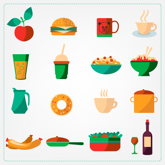 Flat Food Icons Set 5 2