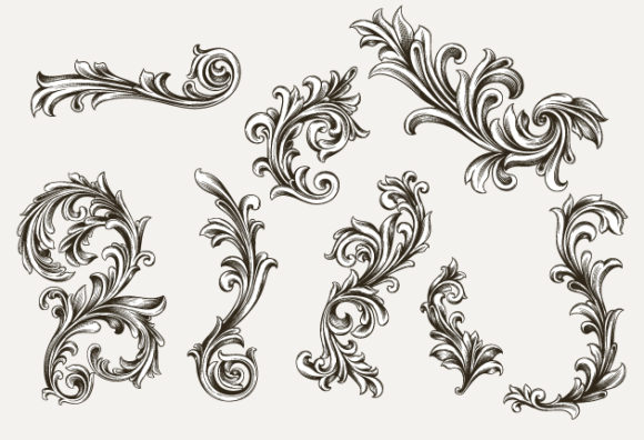 Floral Engraved Vector 1
